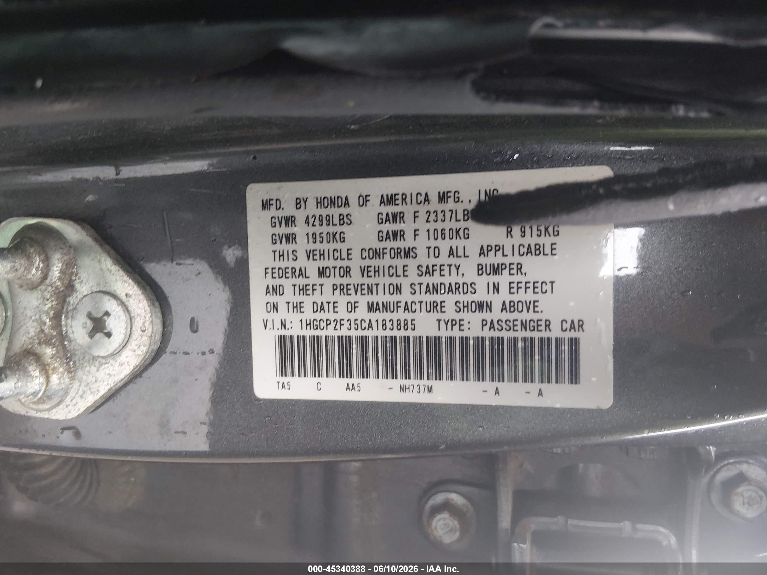 2012 Honda Accord 2.4 Lx Gray vin: 1HGCP2F35CA183885