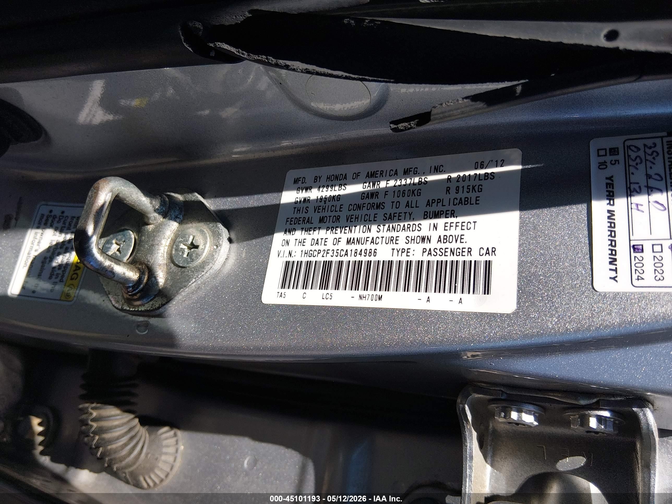 2012 Honda Accord 2.4 Lx Silver vin: 1HGCP2F35CA184986