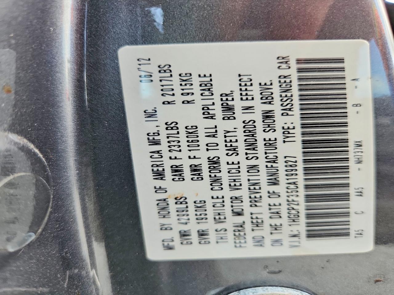 2012 Honda Accord Lx Gray vin: 1HGCP2F35CA199827