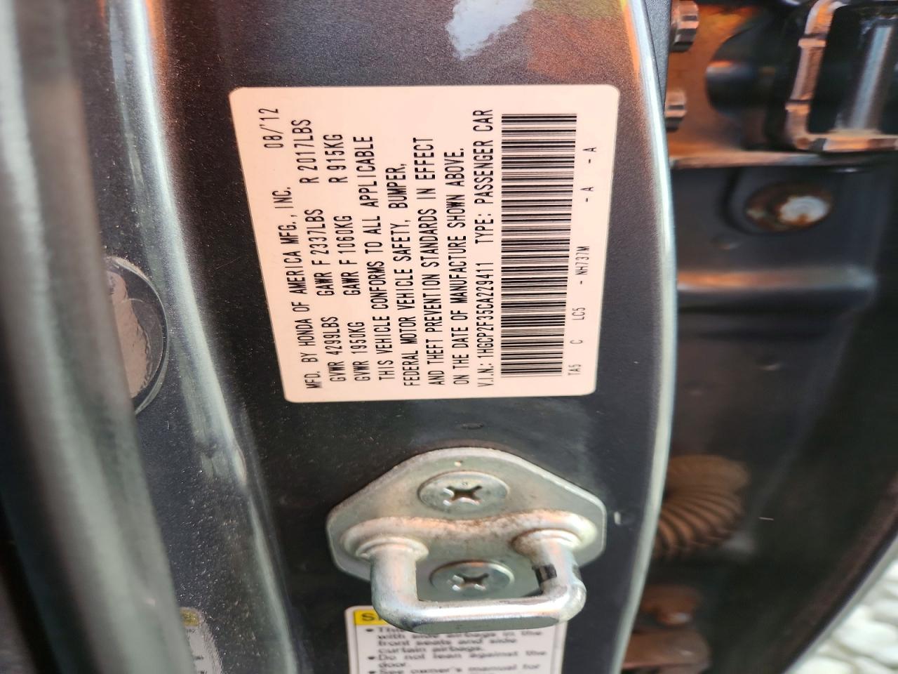 2012 Honda Accord Lx Charcoal vin: 1HGCP2F35CA229411