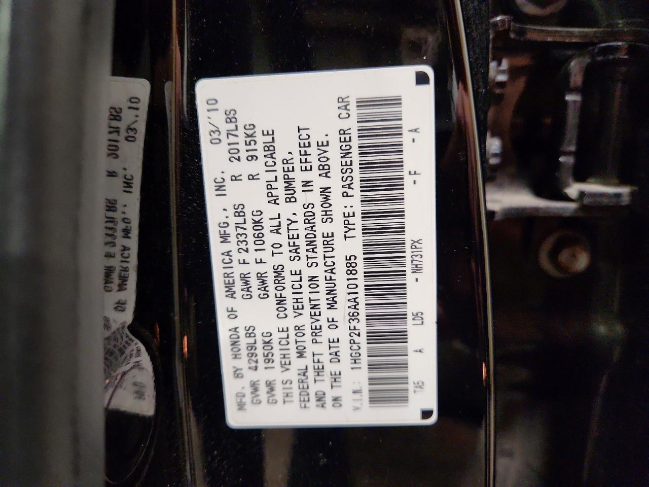 2010 Honda Accord Lx Black vin: 1HGCP2F36AA101885