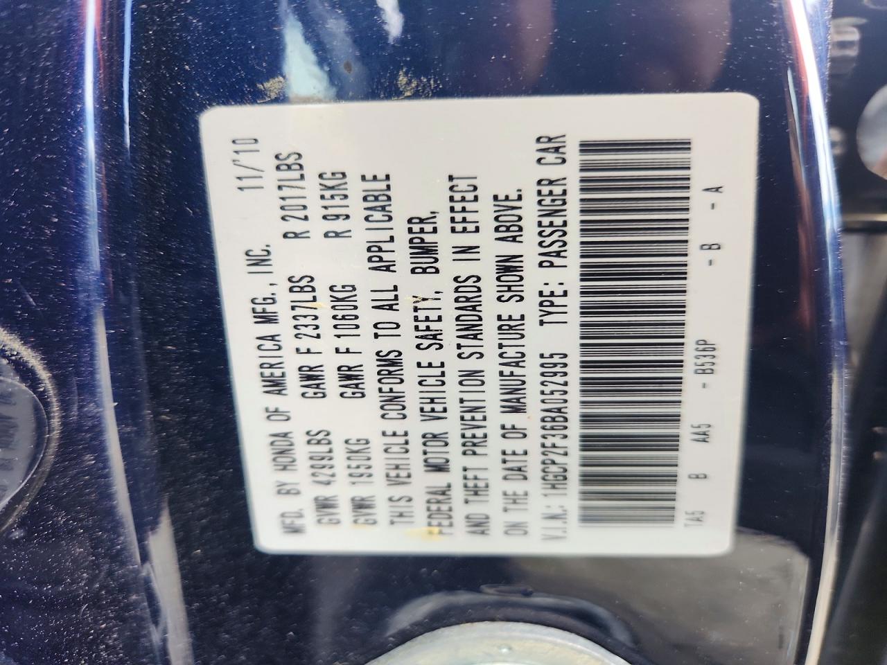 2011 Honda Accord Lx Blue vin: 1HGCP2F36BA052995