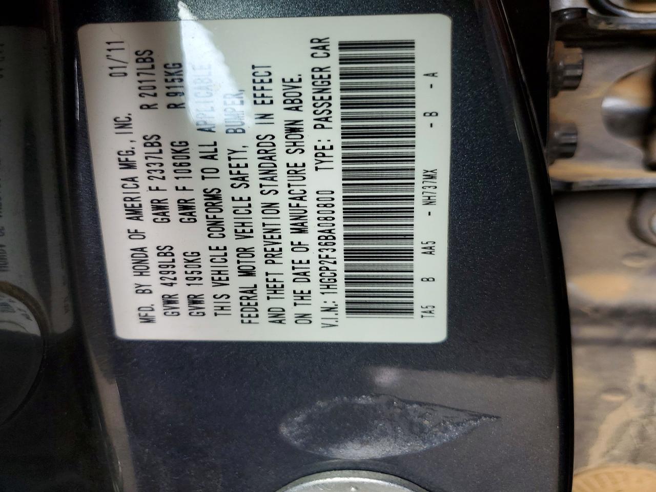 2011 Honda Accord Lx Blue vin: 1HGCP2F36BA080800