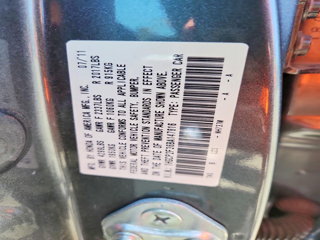 2011 Honda Accord Lx Gray vin: 1HGCP2F36BA147816