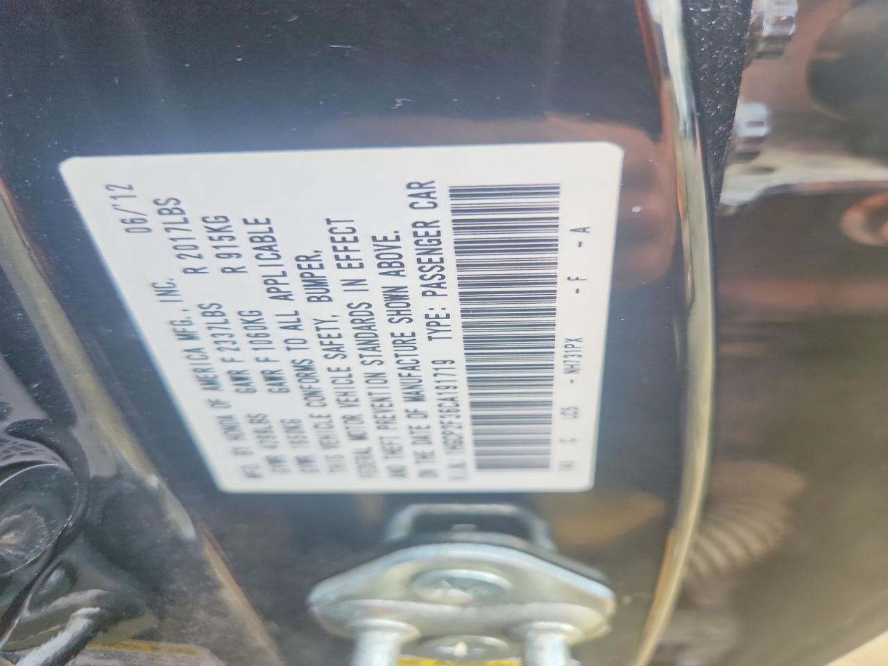 2012 Honda Accord Lx Black vin: 1HGCP2F36CA191719