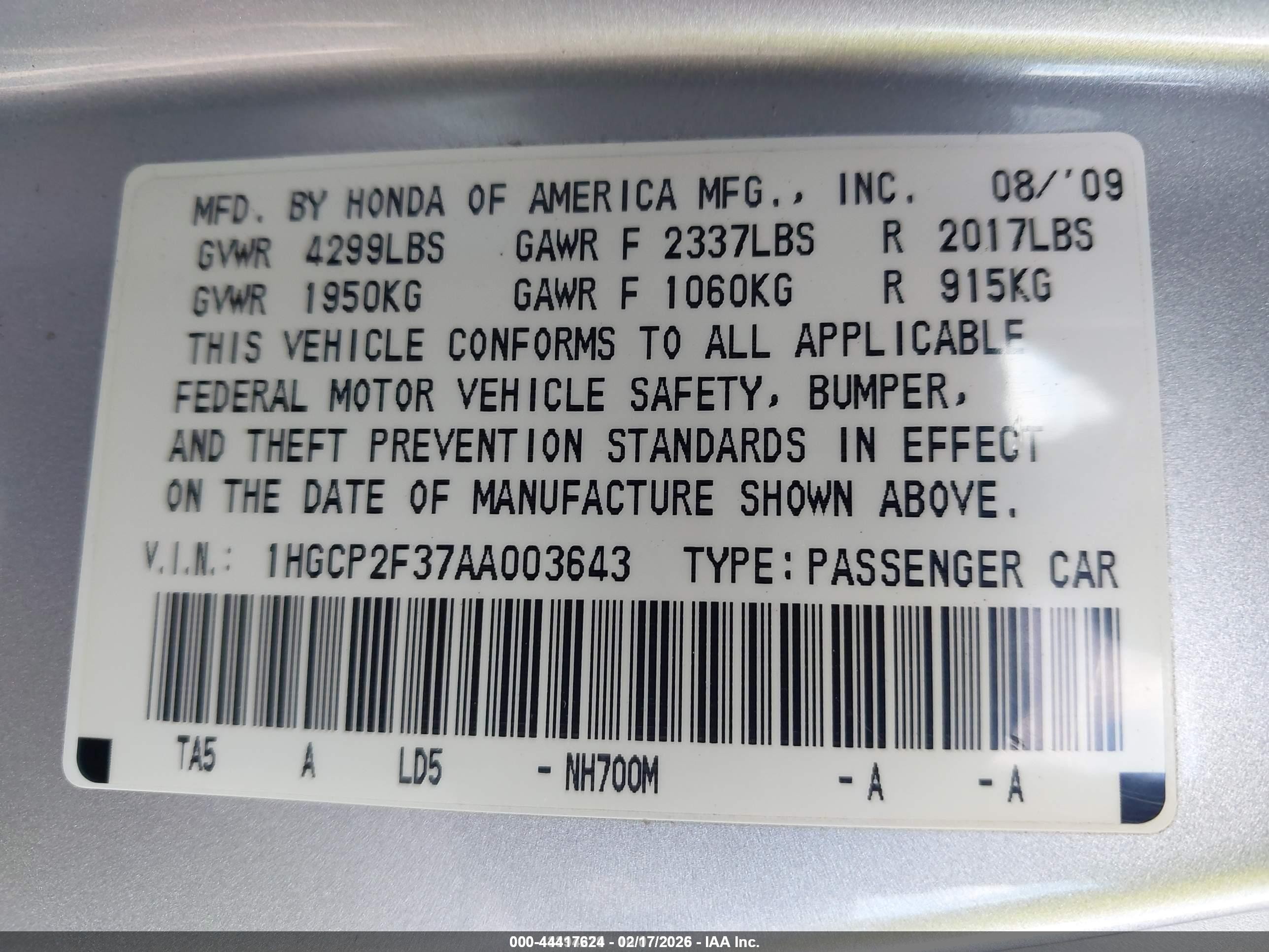 2010 Honda Accord 2.4 Lx Silver vin: 1HGCP2F37AA003643