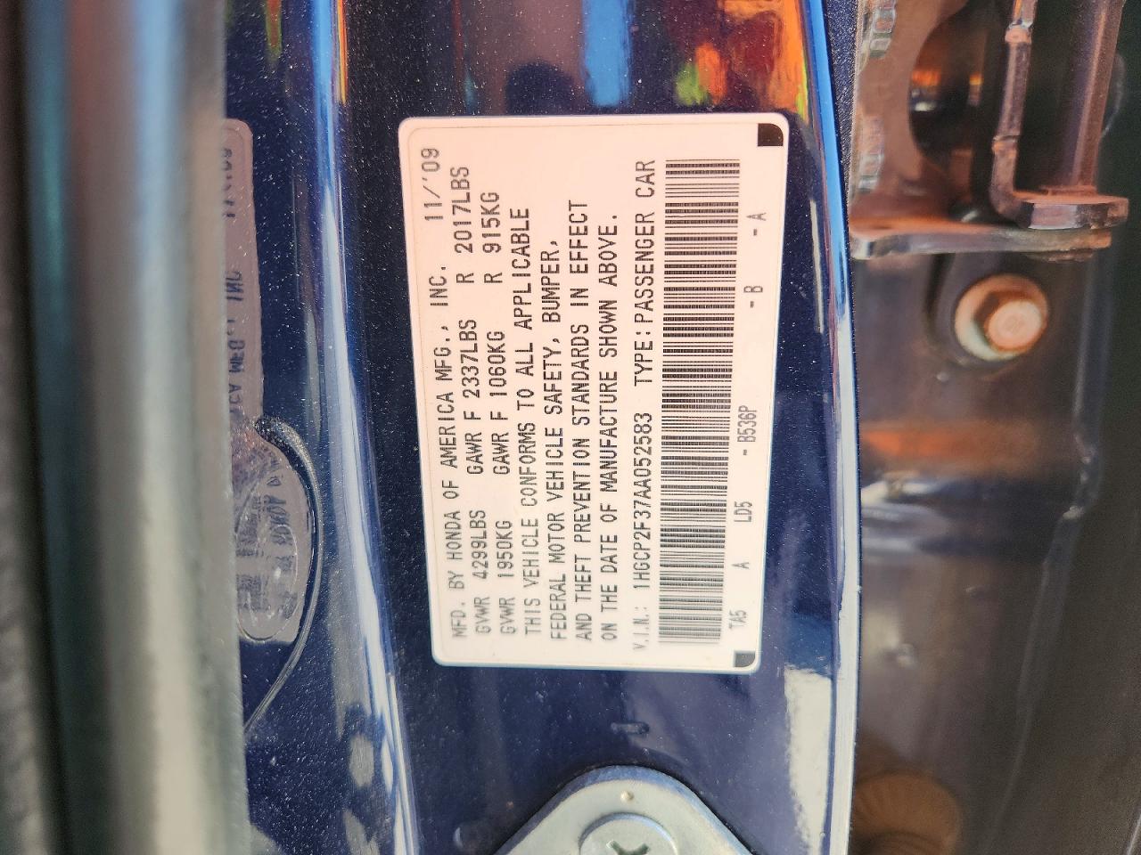 2010 Honda Accord Lx Blue vin: 1HGCP2F37AA052583