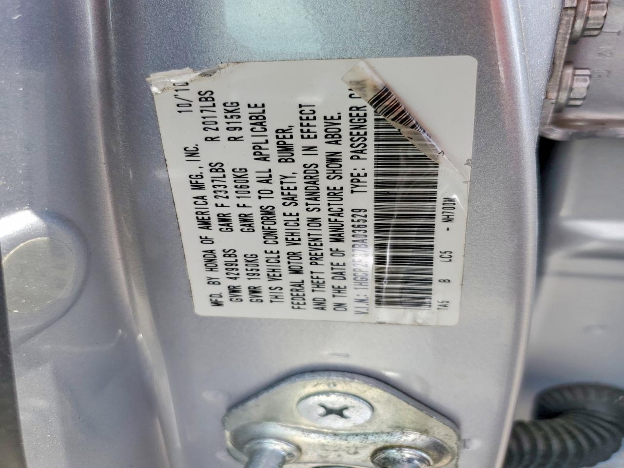 2011 Honda Accord Lx Серебряный vin: 1HGCP2F37BA036529