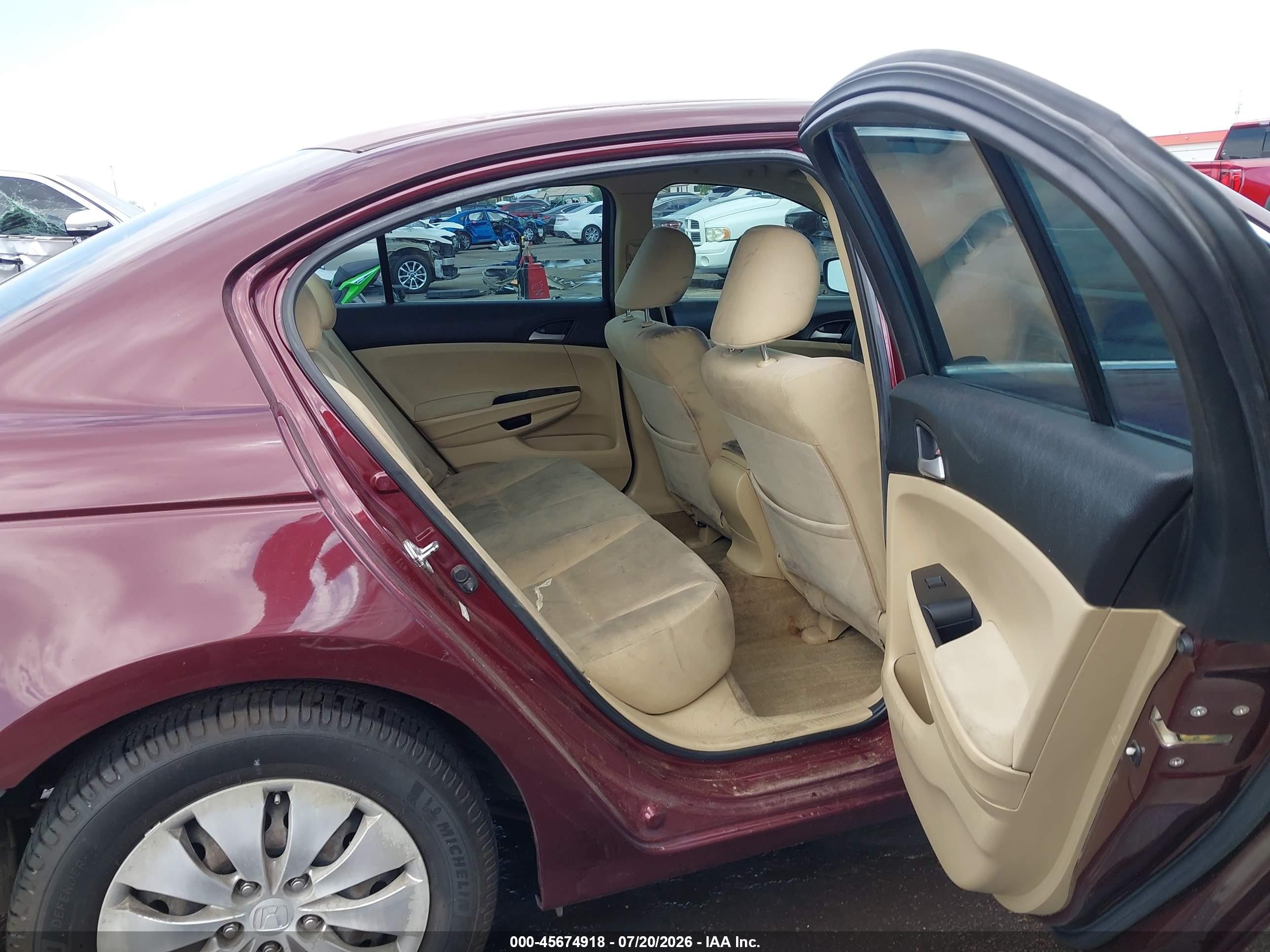 2012 Honda Accord 2.4 Lx Maroon vin: 1HGCP2F37CA091984