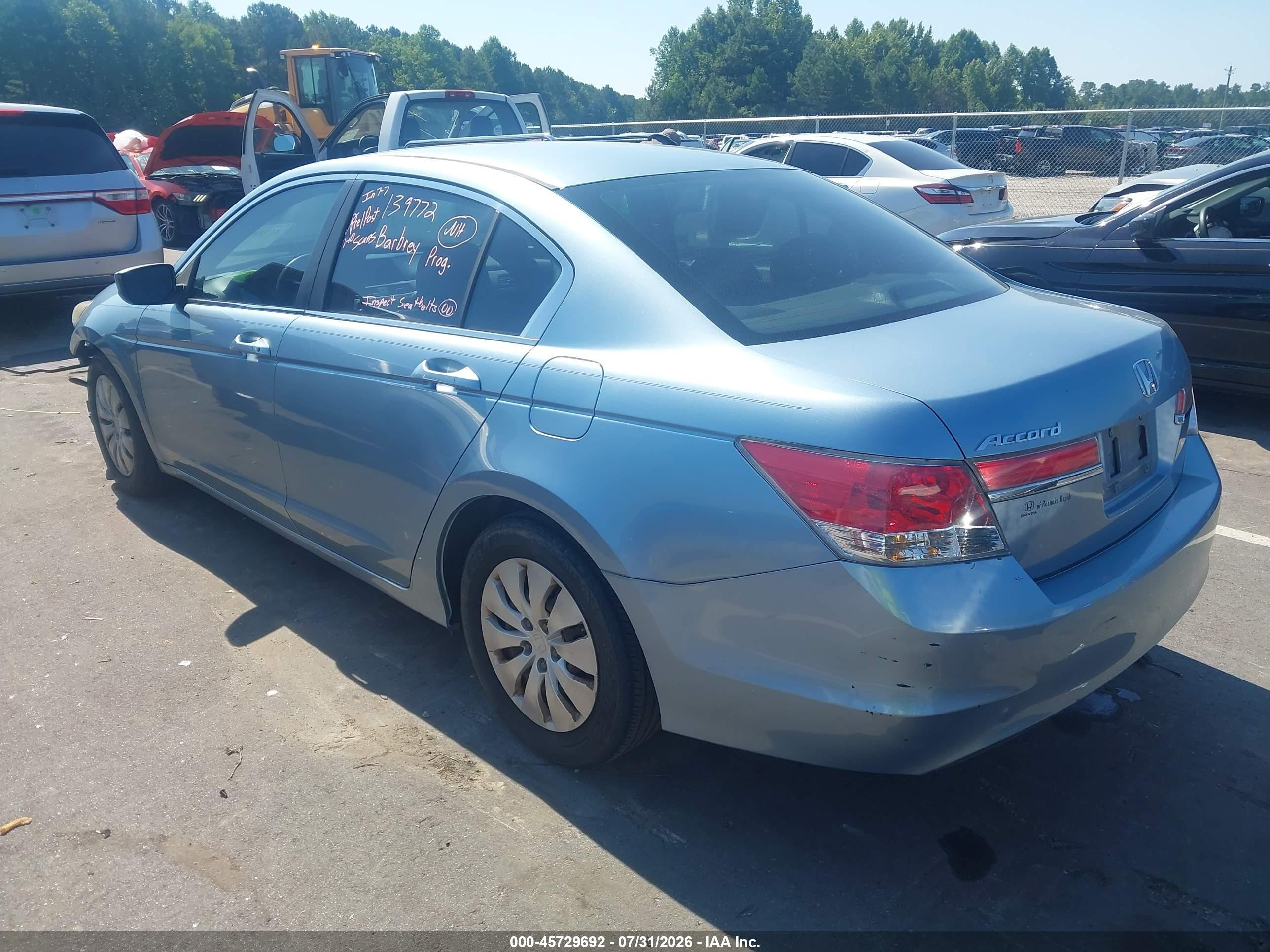 2012 Honda Accord Sdn Lx Blue vin: 1HGCP2F37CA112106