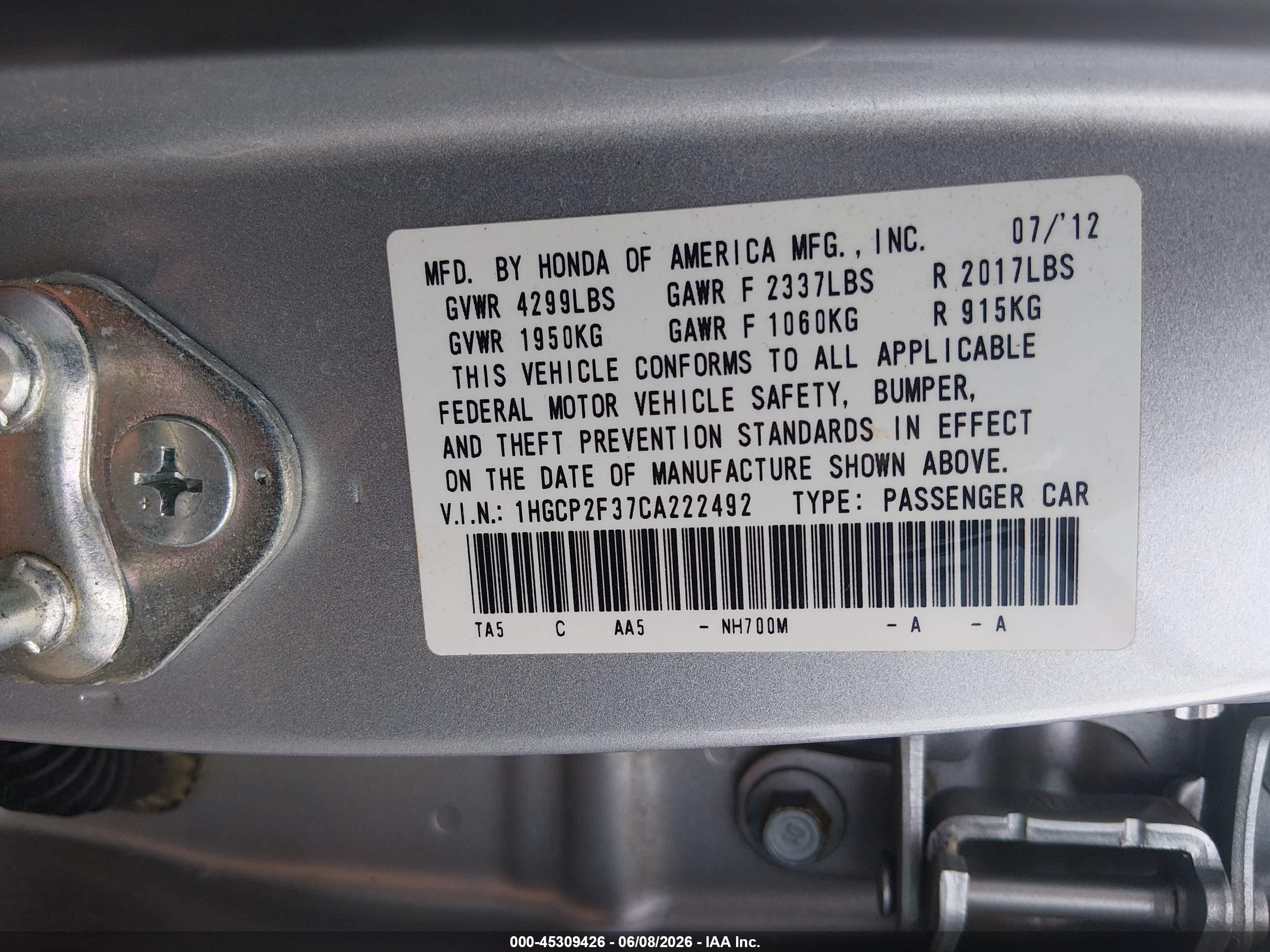 2012 Honda Accord 2.4 Lx Silver vin: 1HGCP2F37CA222492