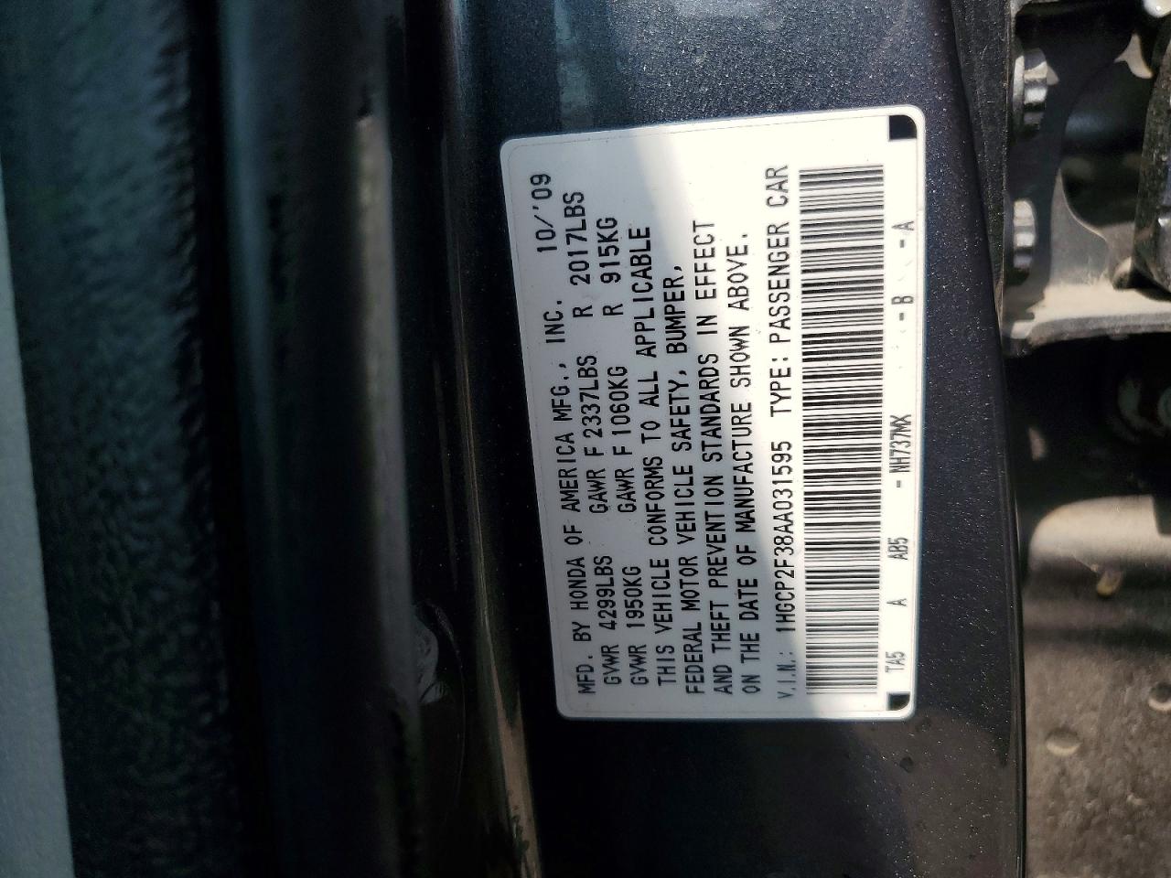 2010 Honda Accord Lx Gray vin: 1HGCP2F38AA031595