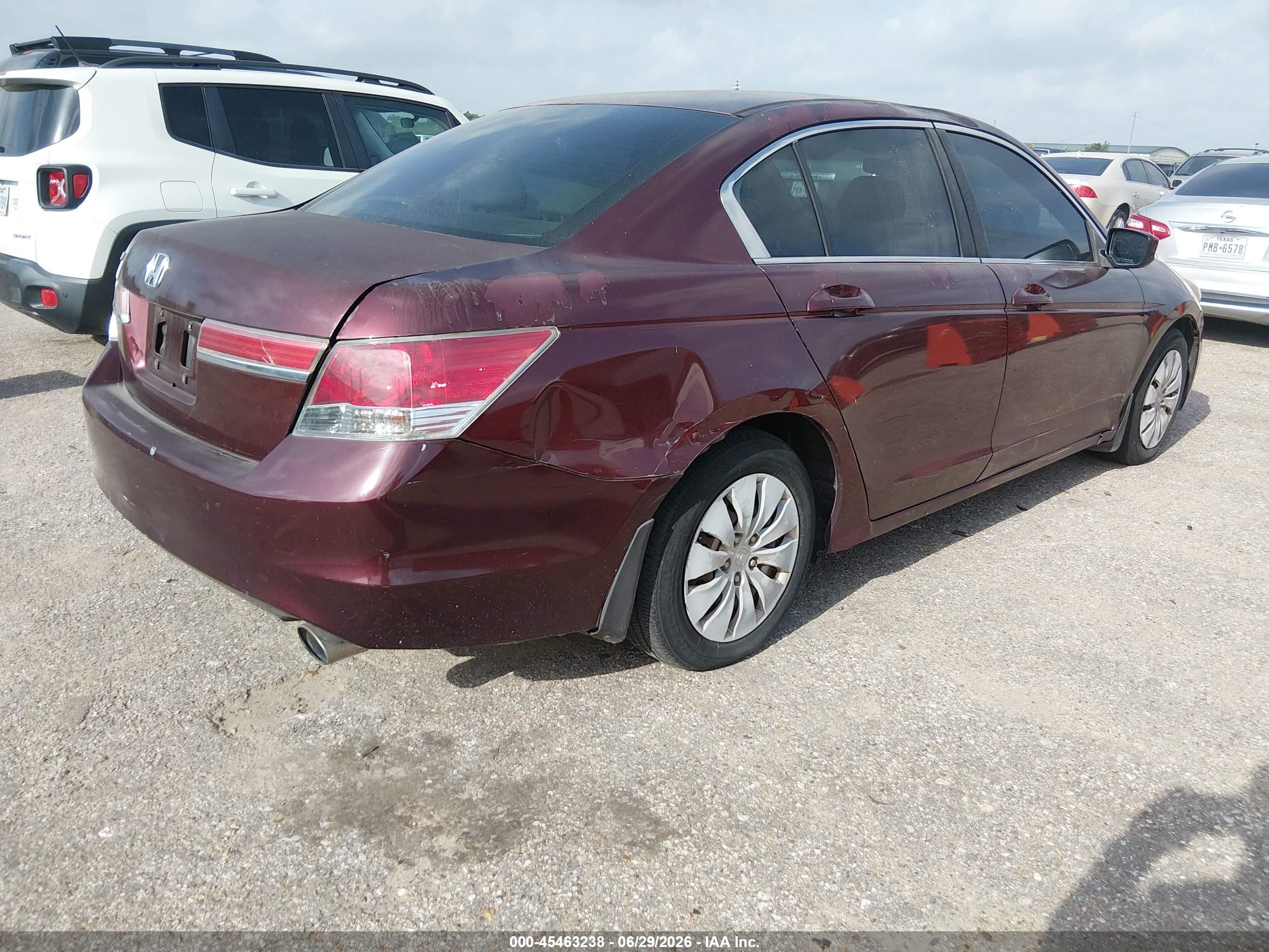 2012 Honda Accord 2.4 Lx Burgundy vin: 1HGCP2F38CA115922