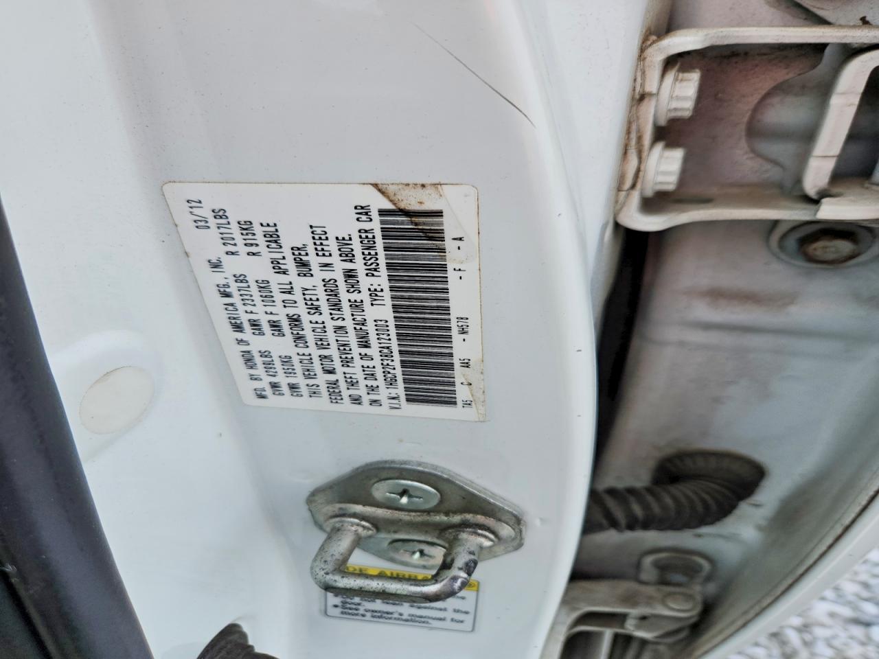 2012 Honda Accord Lx Белый vin: 1HGCP2F38CA123003