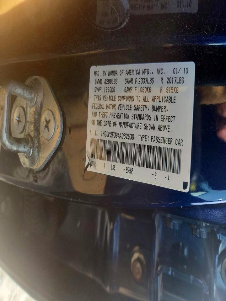 2010 Honda Accord Lx Blue vin: 1HGCP2F39AA082538