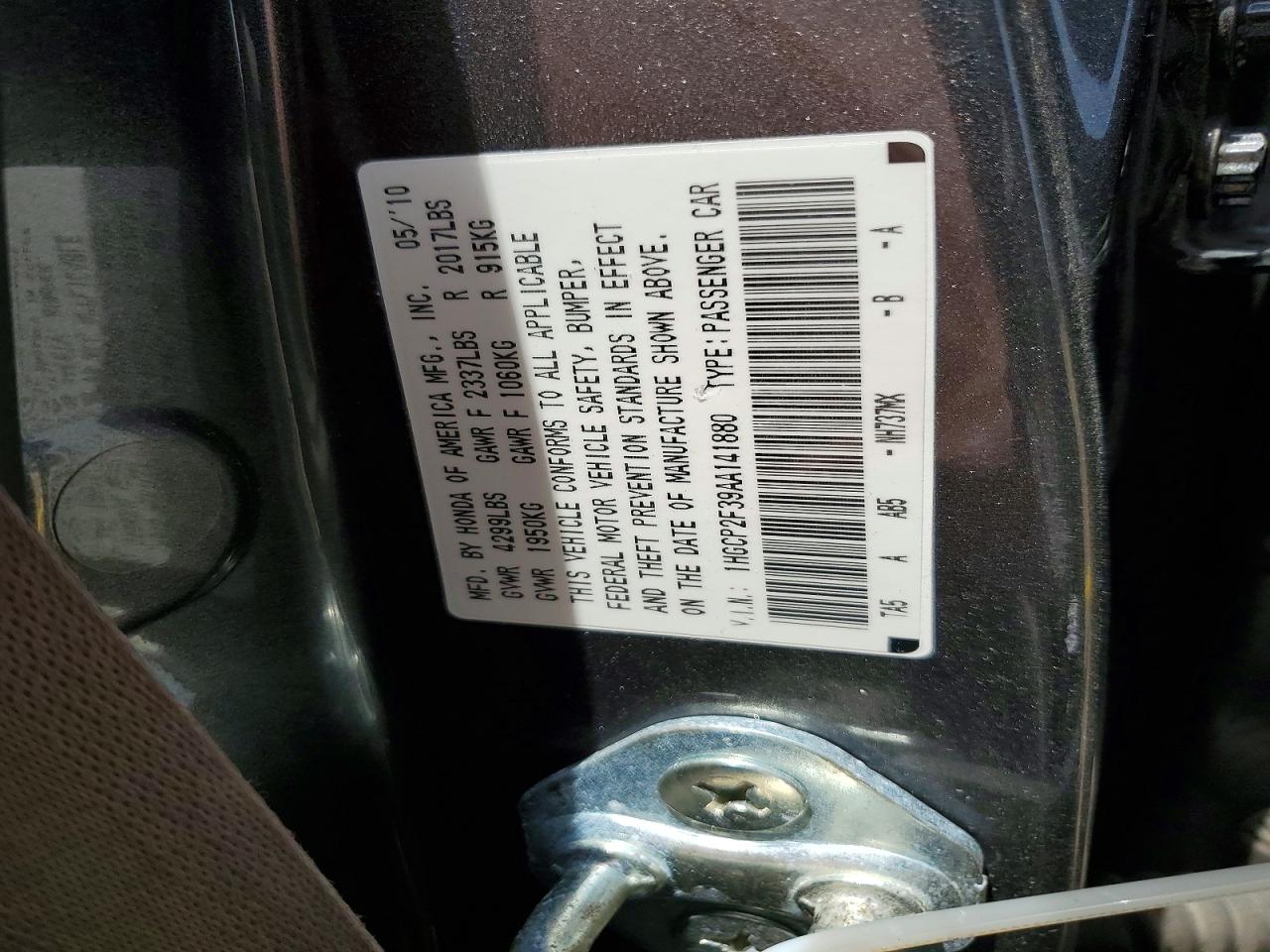 2010 Honda Accord Lx Beige vin: 1HGCP2F39AA141880