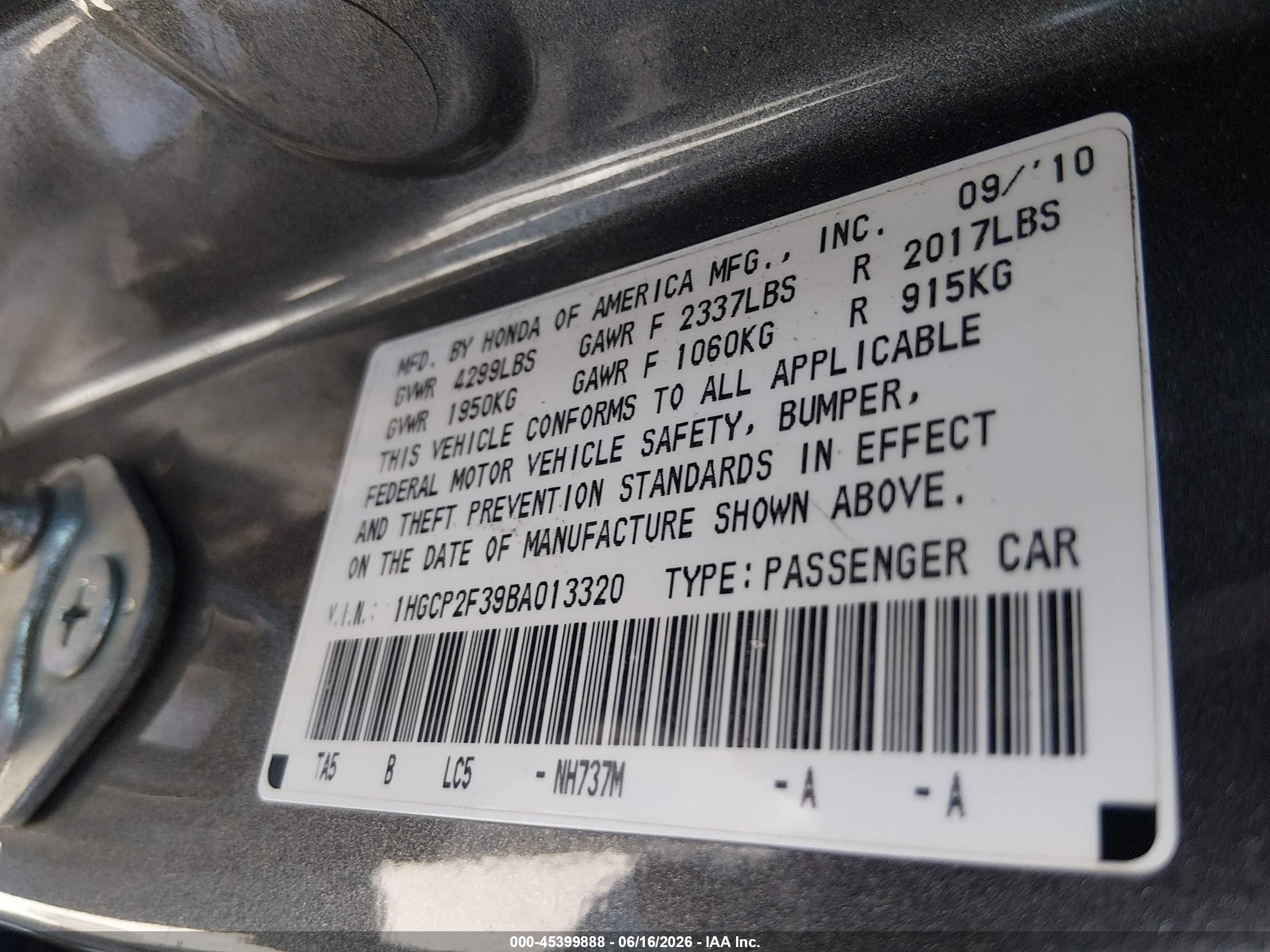 2011 Honda Accord 2.4 Lx Gray vin: 1HGCP2F39BA013320