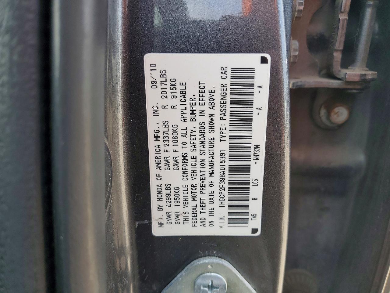 2011 Honda Accord Lx Gray vin: 1HGCP2F39BA015391