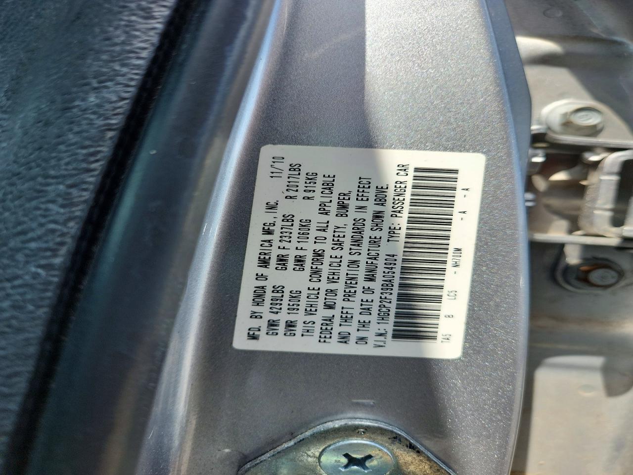 2011 Honda Accord Lx Silver vin: 1HGCP2F39BA054904