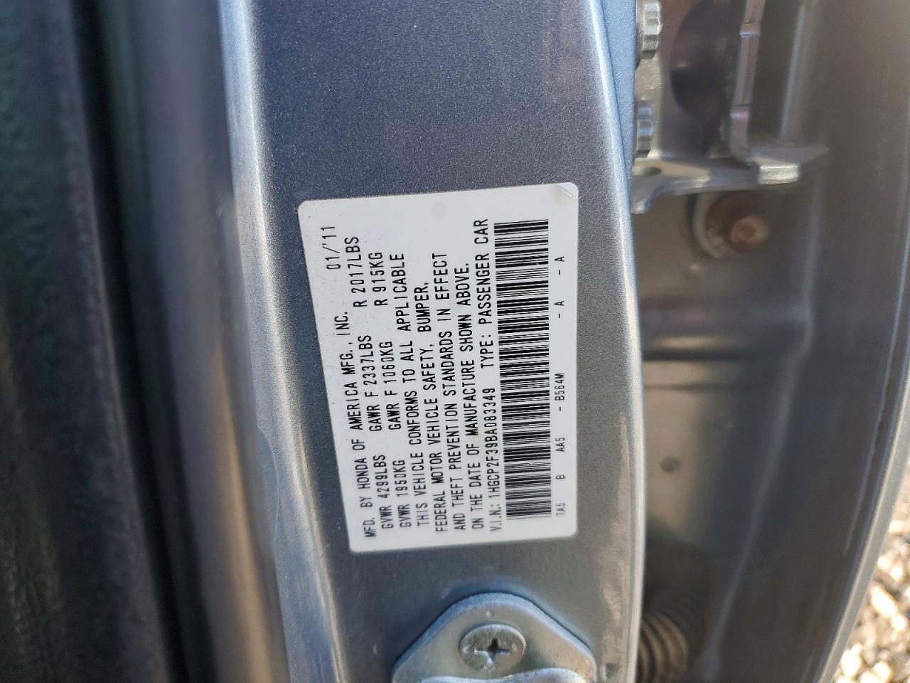 2011 Honda Accord Lx Blue vin: 1HGCP2F39BA083349