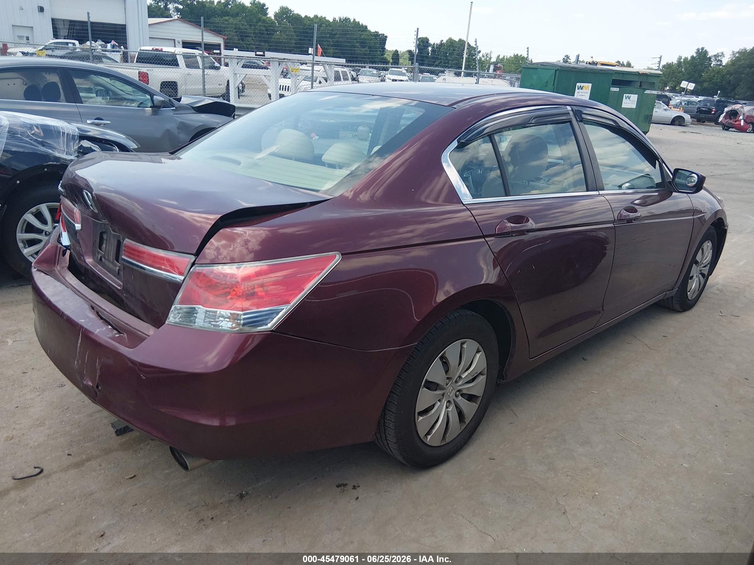 2012 Honda Accord 2.4 Lx Burgundy vin: 1HGCP2F39CA144488
