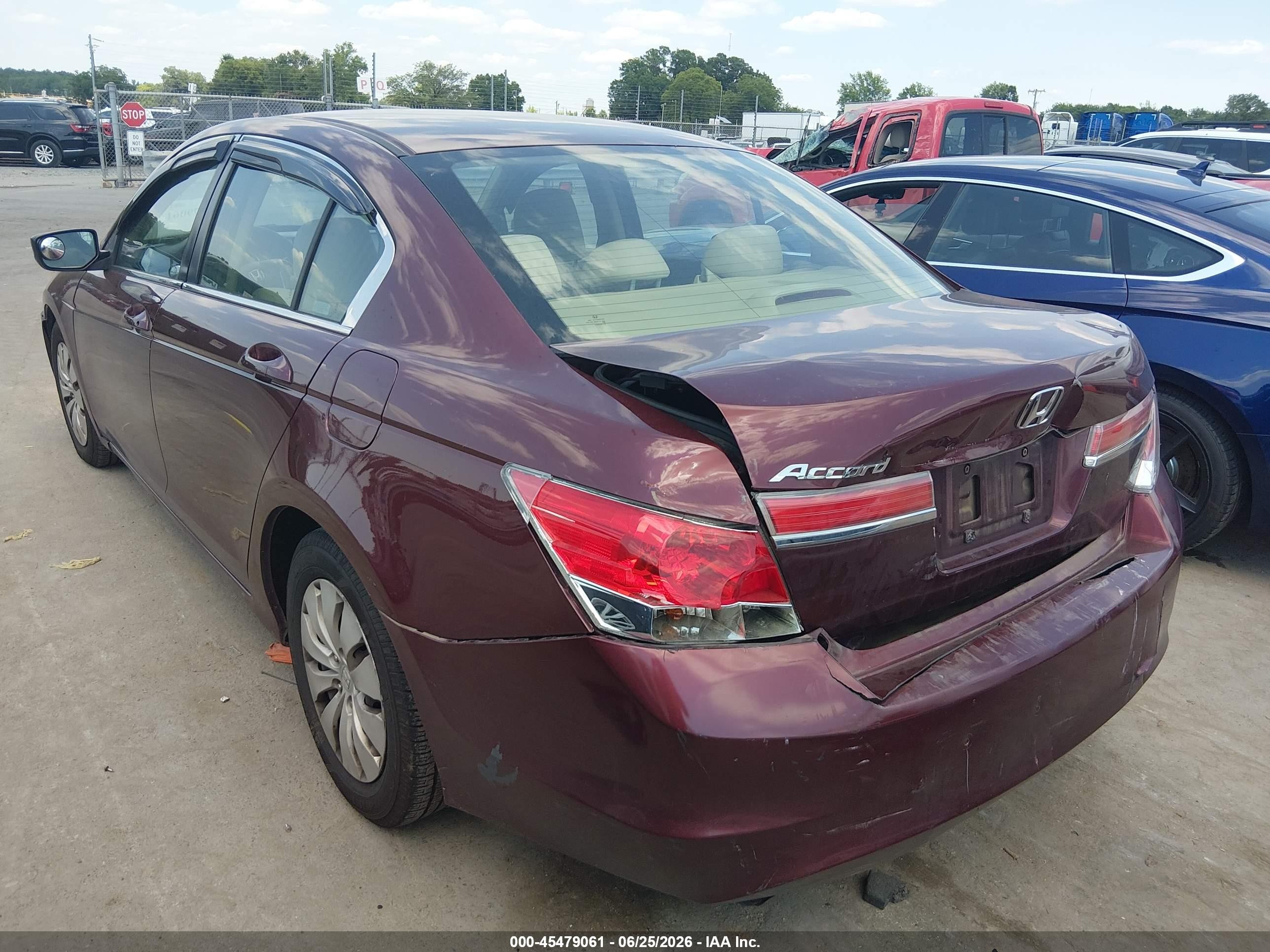 2012 Honda Accord 2.4 Lx Burgundy vin: 1HGCP2F39CA144488
