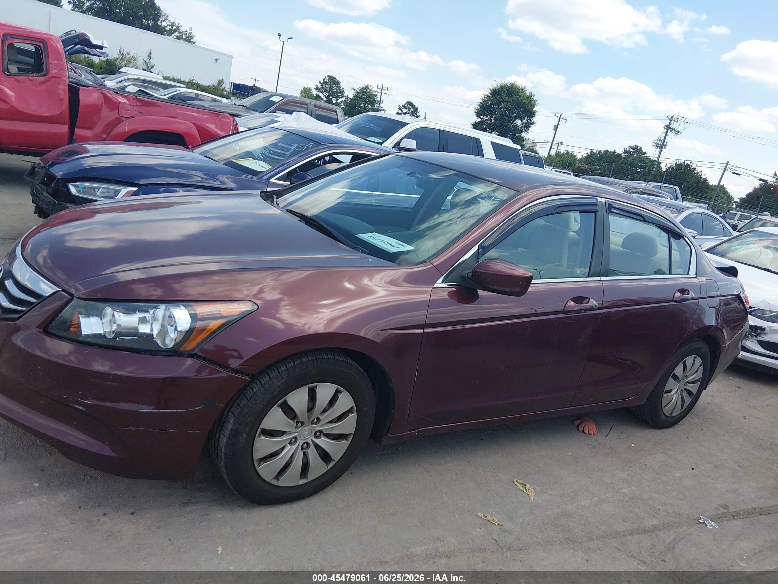 2012 Honda Accord 2.4 Lx Burgundy vin: 1HGCP2F39CA144488