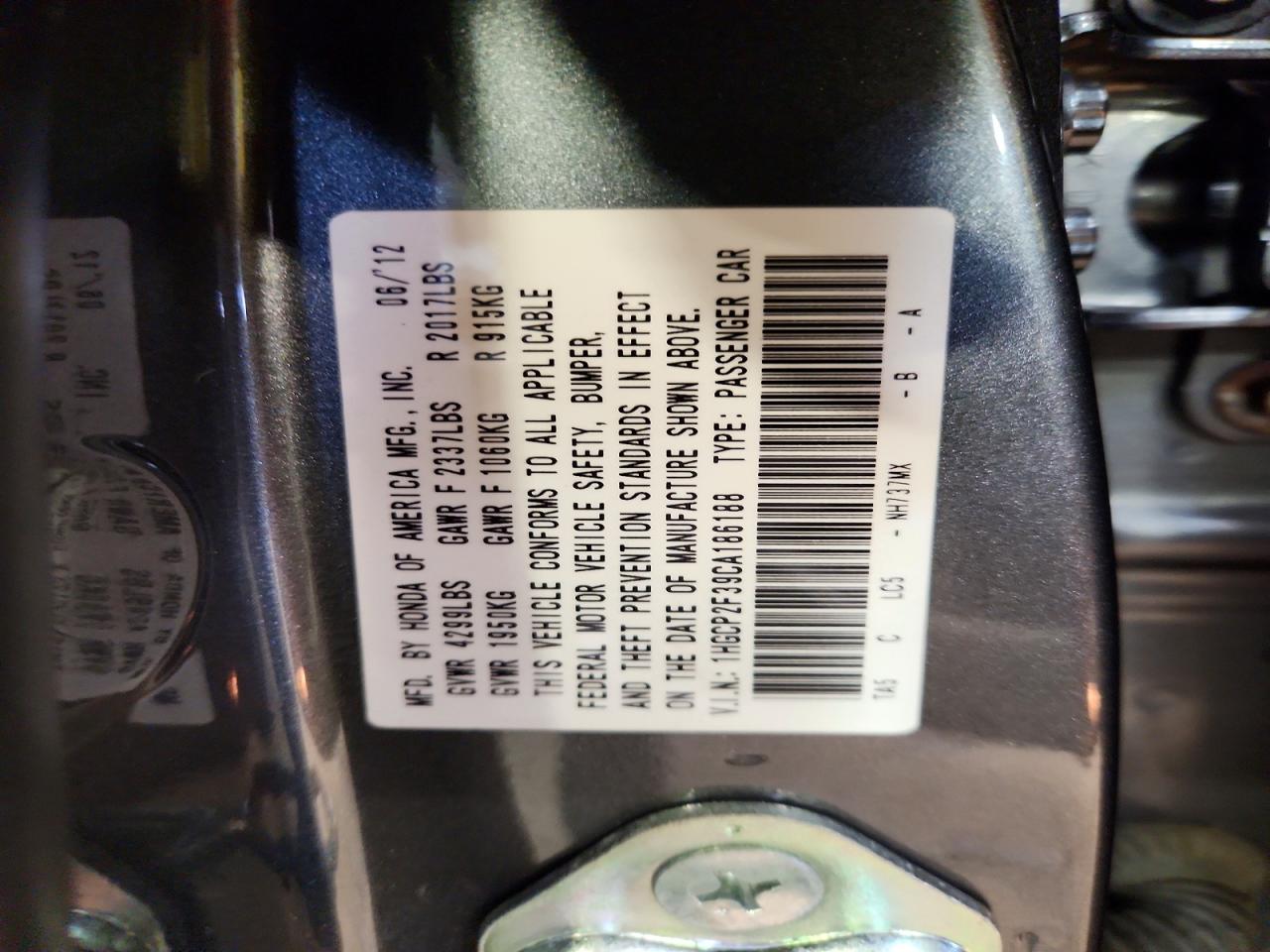 2012 Honda Accord Lx Gray vin: 1HGCP2F39CA186188