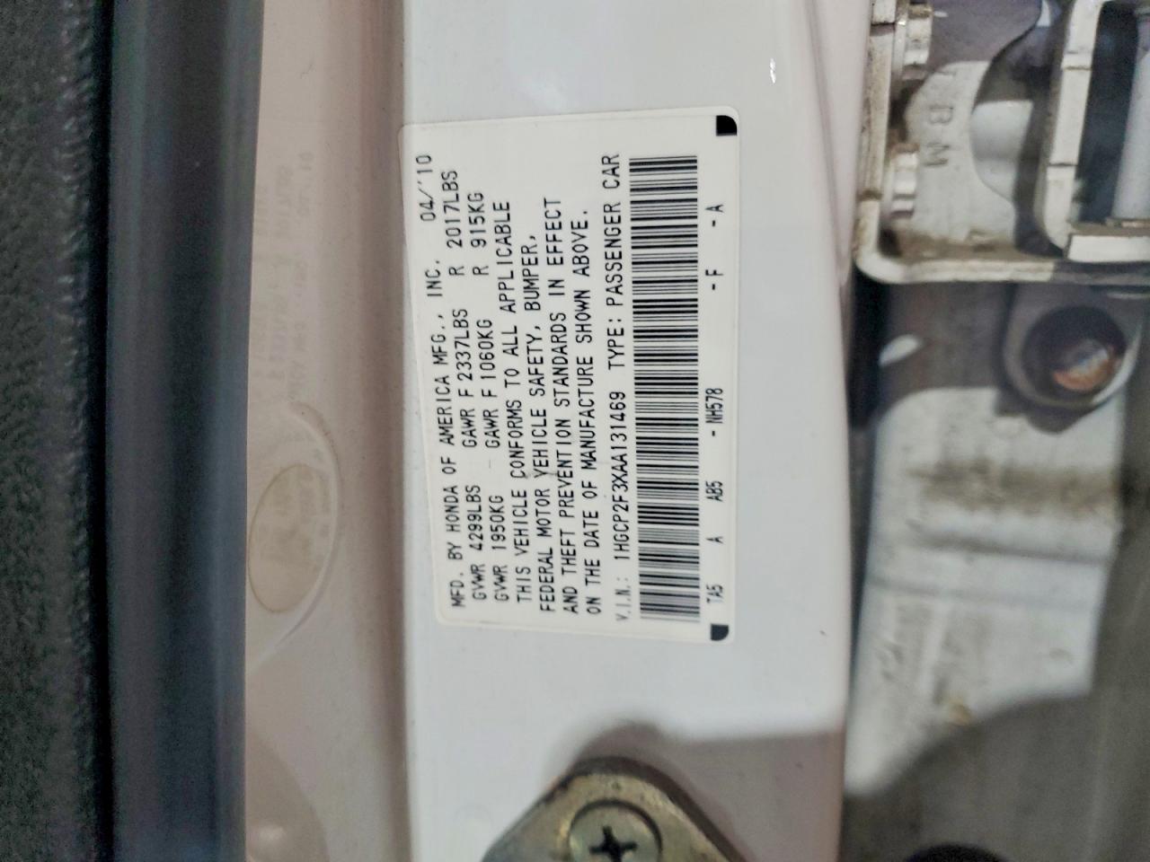 2010 Honda Accord Lx White vin: 1HGCP2F3XAA131469
