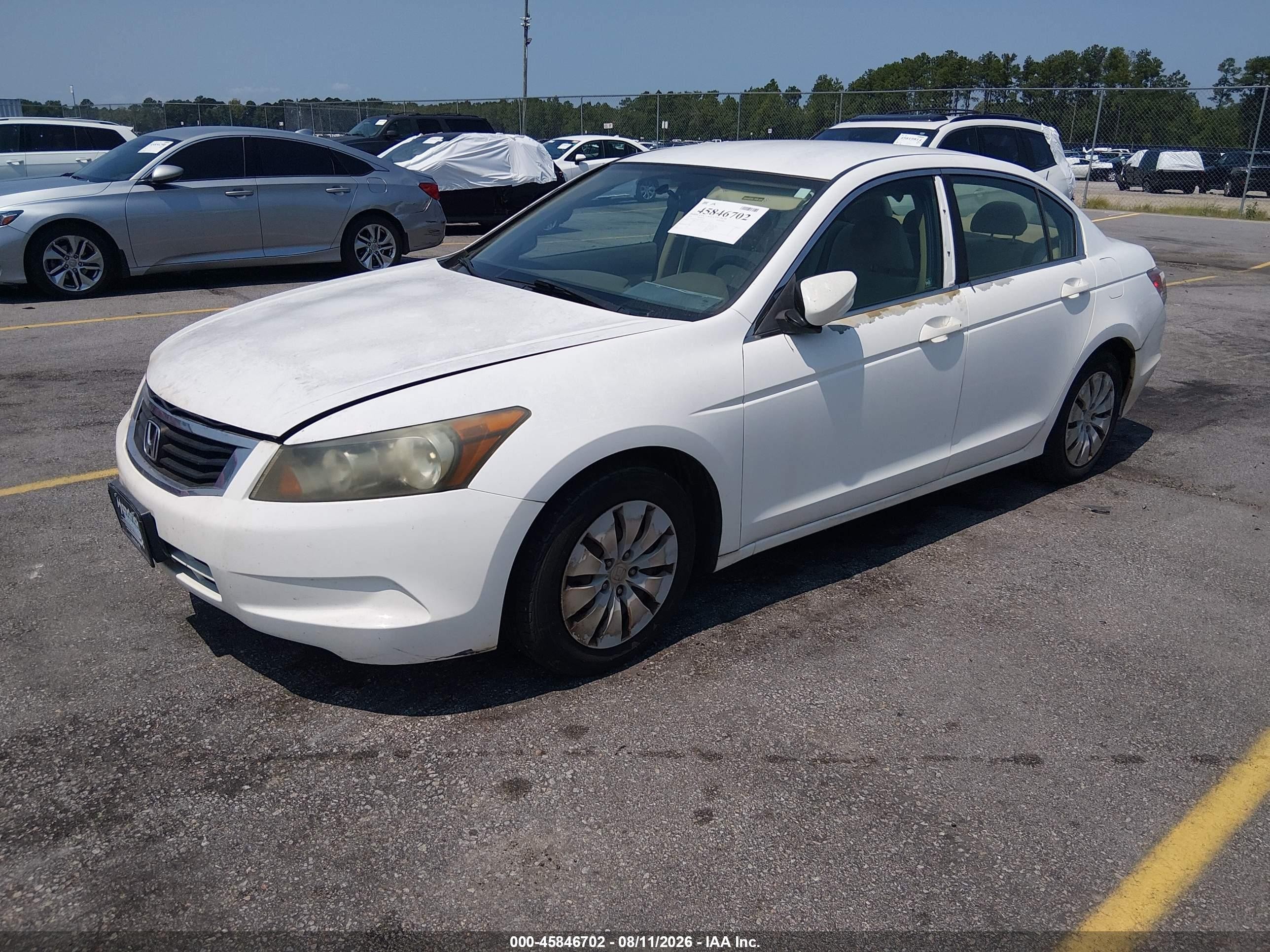 2010 Honda Accord 2.4 Lx White vin: 1HGCP2F3XAA153942