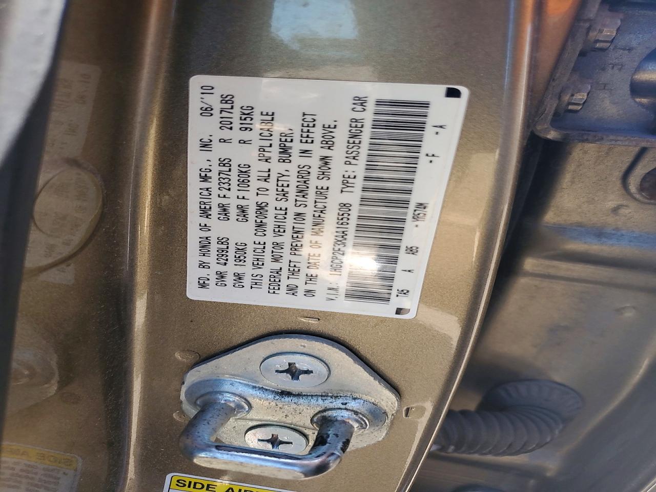 2010 Honda Accord Lx Gold vin: 1HGCP2F3XAA165508