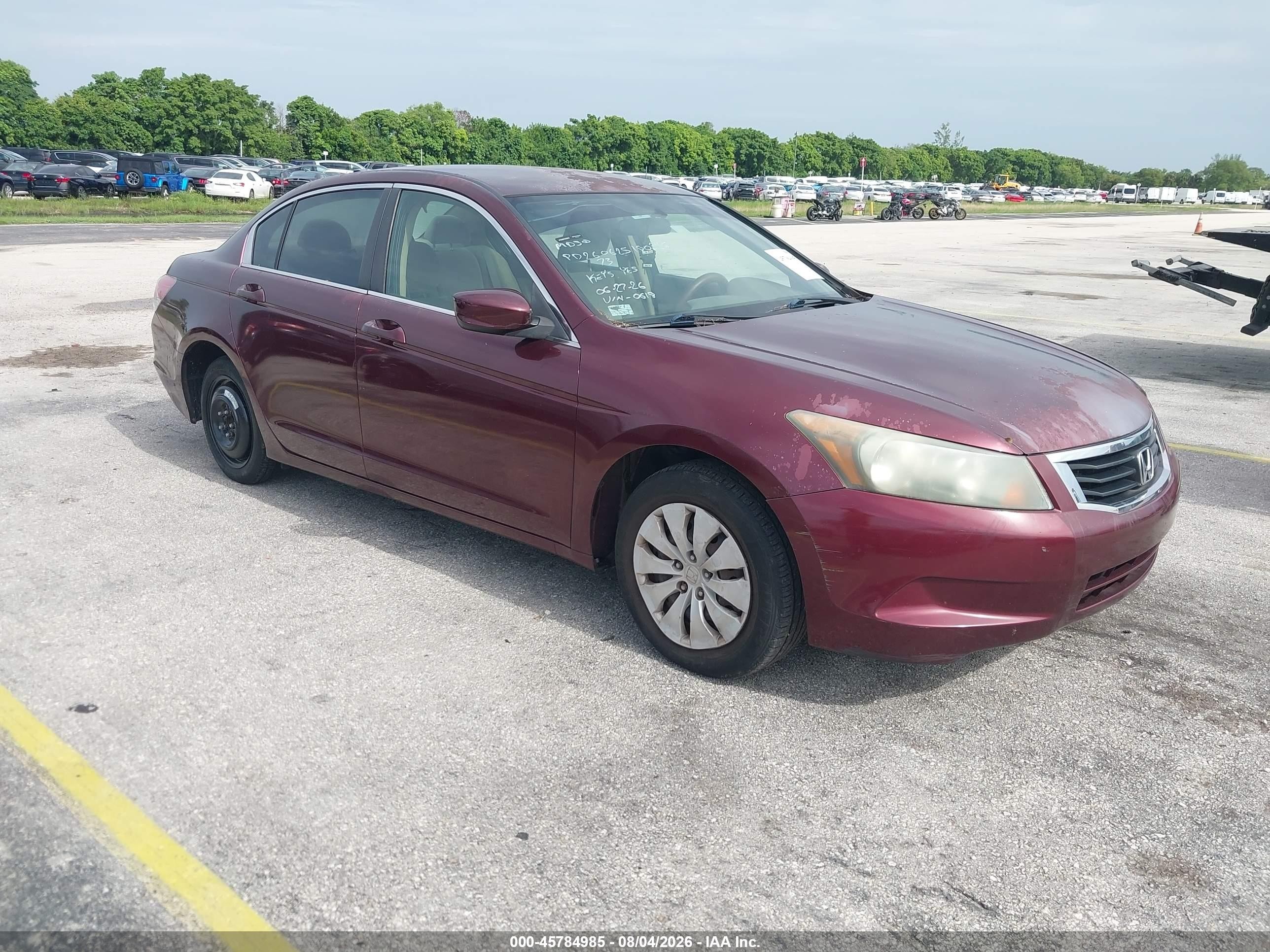 2010 Honda Accord 2.4 Lx Бордовый vin: 1HGCP2F3XAA190618