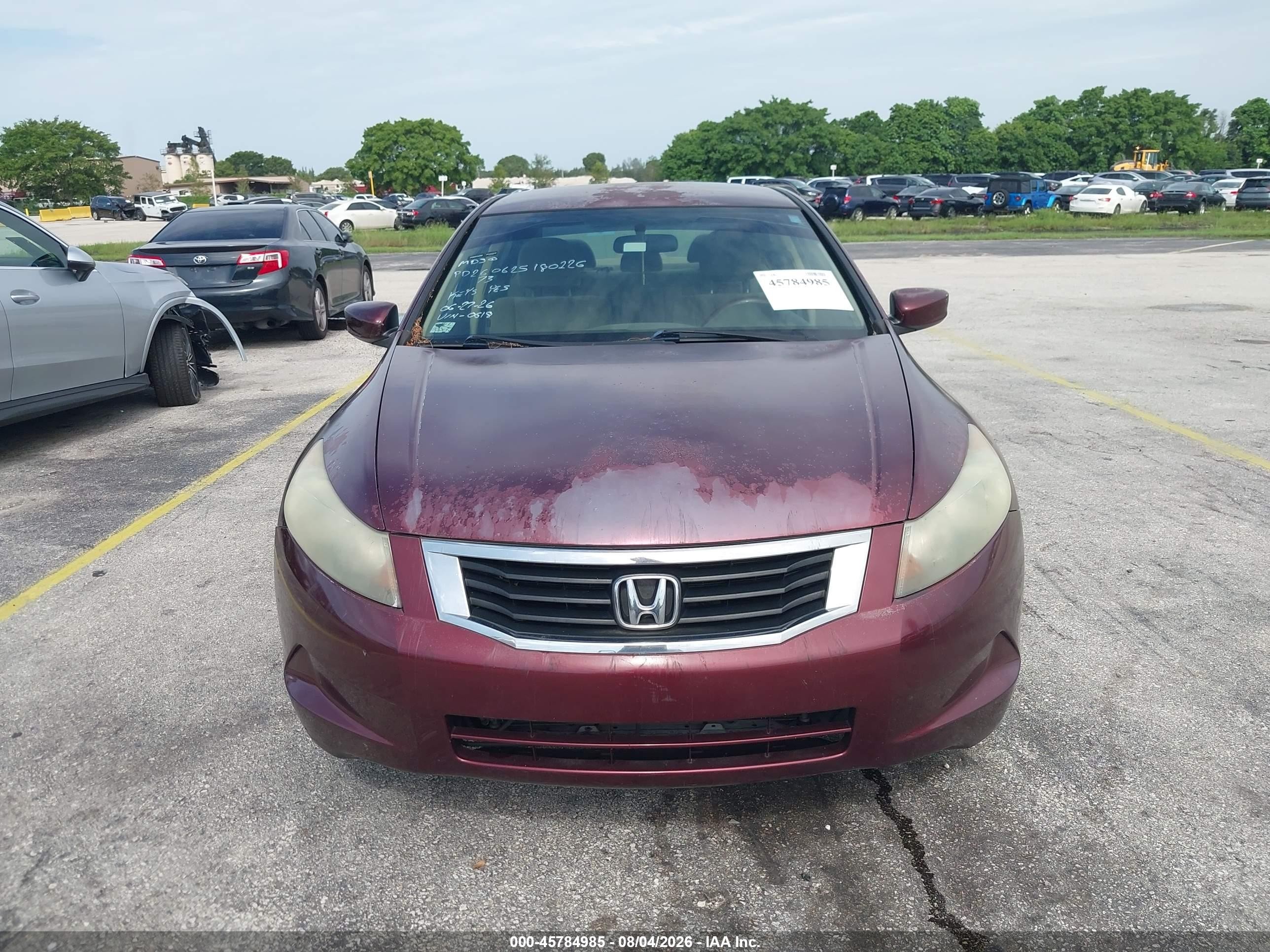 2010 Honda Accord 2.4 Lx Бордовый vin: 1HGCP2F3XAA190618