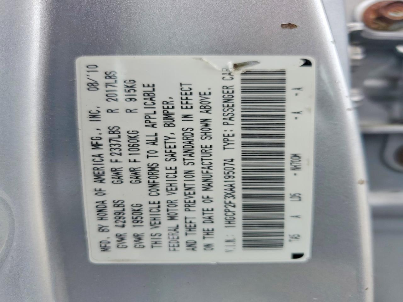 2010 Honda Accord Lx Silver vin: 1HGCP2F3XAA195074