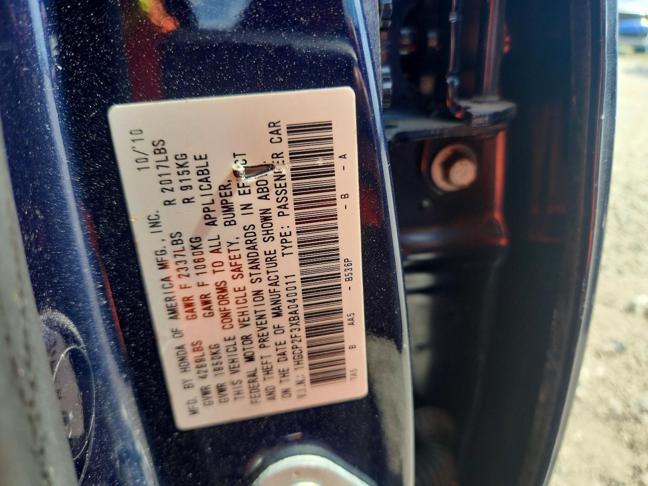 2011 Honda Accord Lx Blue vin: 1HGCP2F3XBA040011