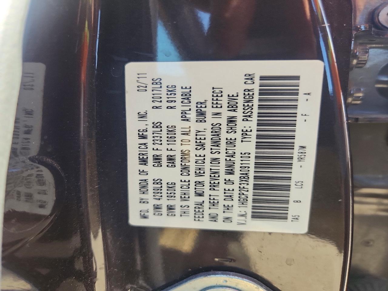 2011 Honda Accord Lx Black vin: 1HGCP2F3XBA091105