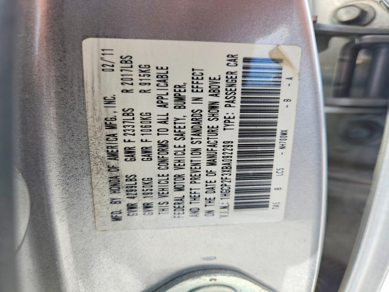 2011 Honda Accord Lx Silver vin: 1HGCP2F3XBA092299