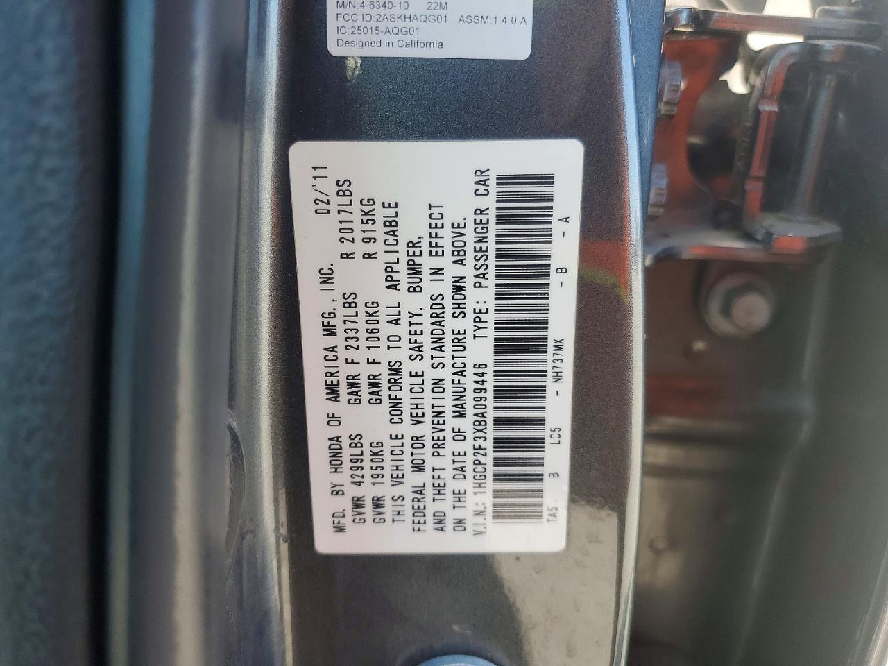 2011 Honda Accord Lx Gray vin: 1HGCP2F3XBA099446
