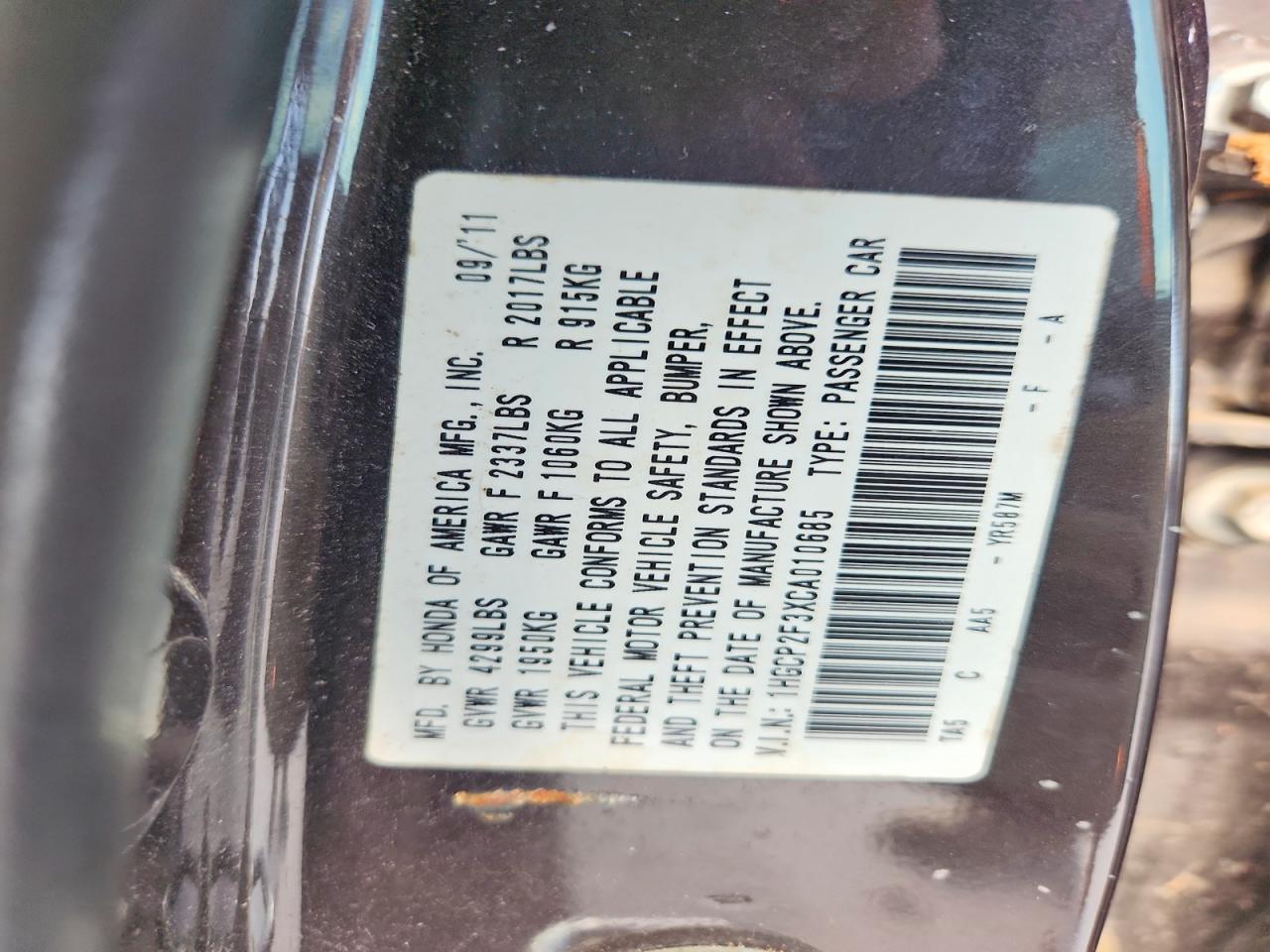 2012 Honda Accord Lx Gray vin: 1HGCP2F3XCA010685