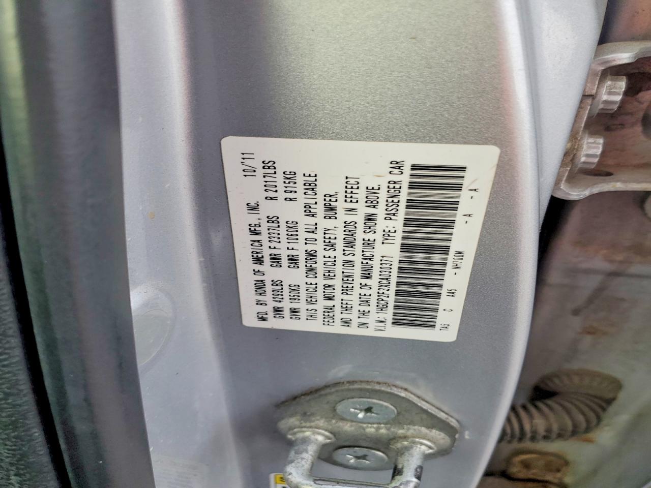 2012 Honda Accord Lx Silver vin: 1HGCP2F3XCA030371