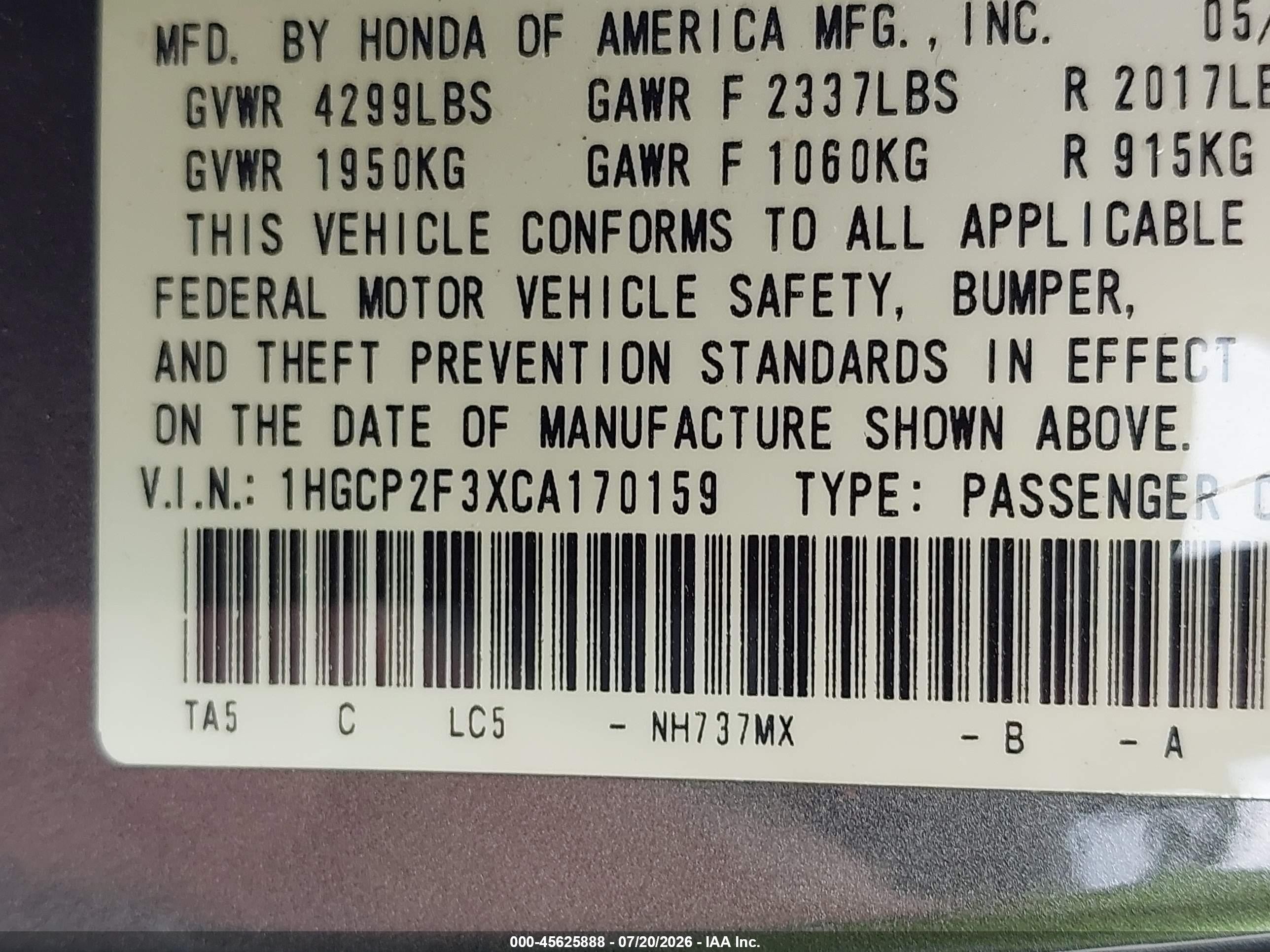 2012 Honda Accord Sdn Lx Gray vin: 1HGCP2F3XCA170159