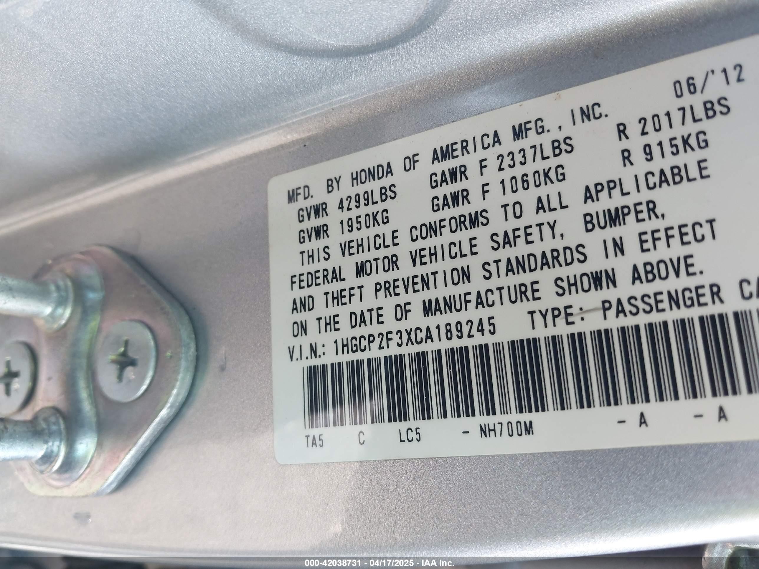 2012 Honda Accord 2.4 Lx Silver vin: 1HGCP2F3XCA189245