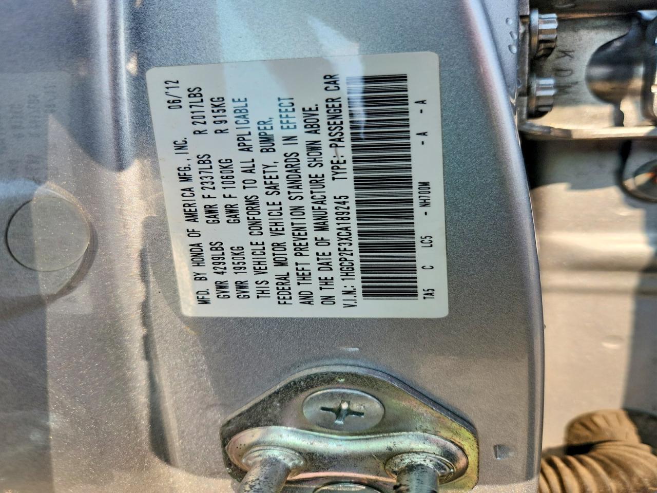 2012 Honda Accord Lx Silver vin: 1HGCP2F3XCA189245