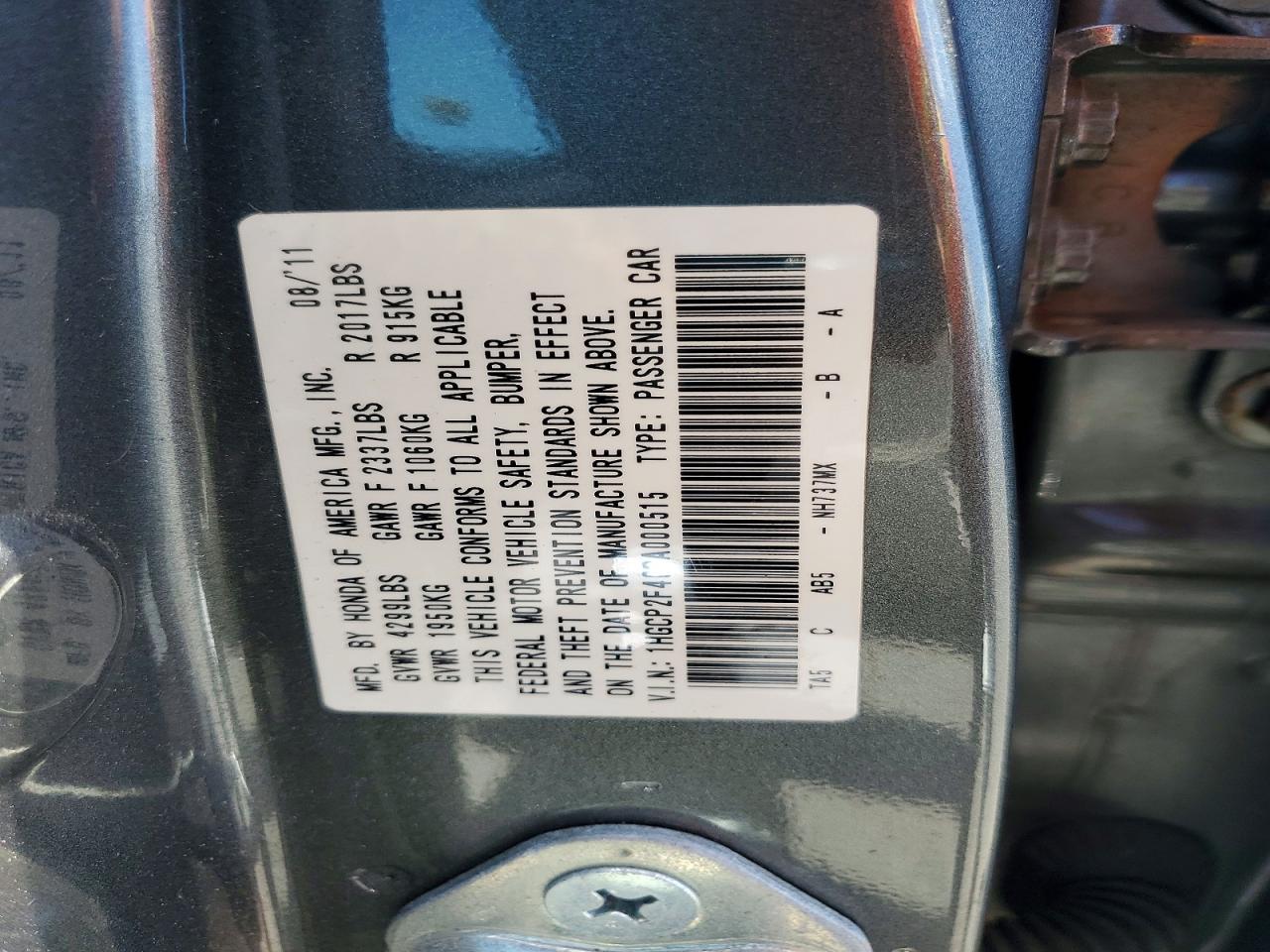 2012 Honda Accord Lxp Charcoal vin: 1HGCP2F40CA000515