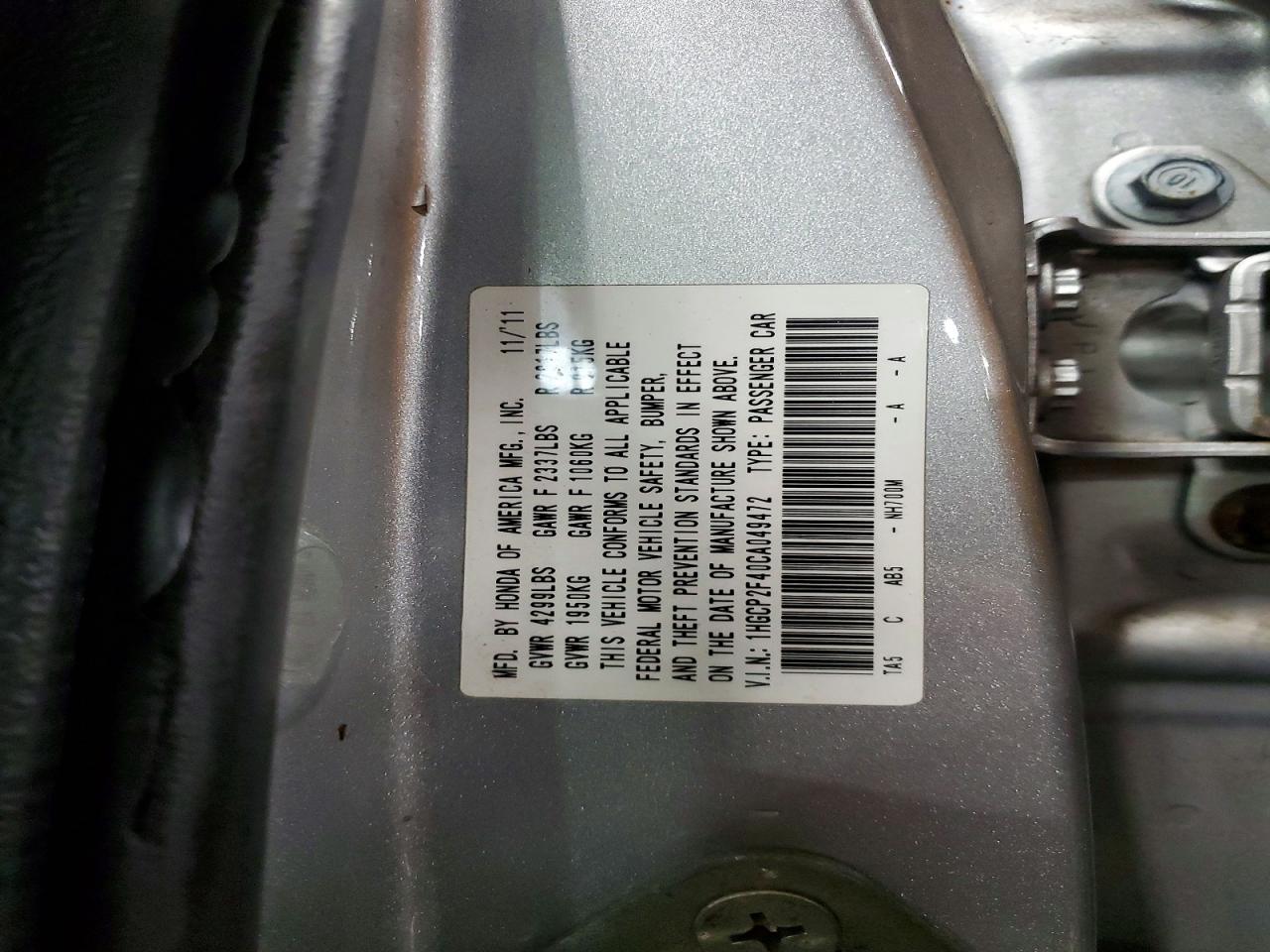 2012 Honda Accord Lxp Silver vin: 1HGCP2F40CA049472