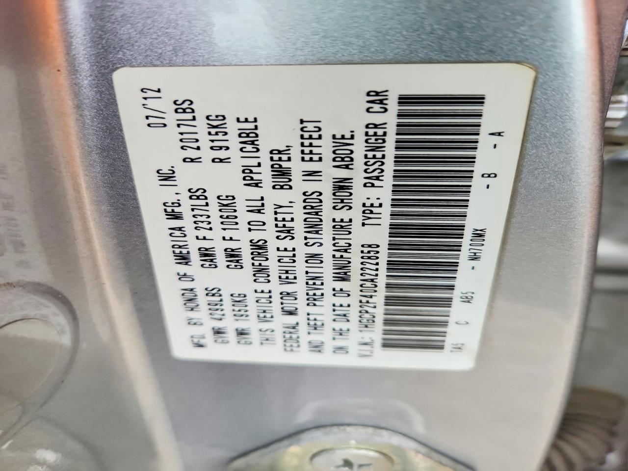 2012 Honda Accord Lxp Silver vin: 1HGCP2F40CA222858