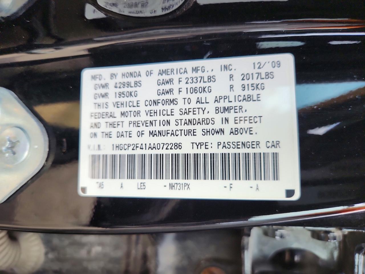 2010 Honda Accord Lxp Black vin: 1HGCP2F41AA072286