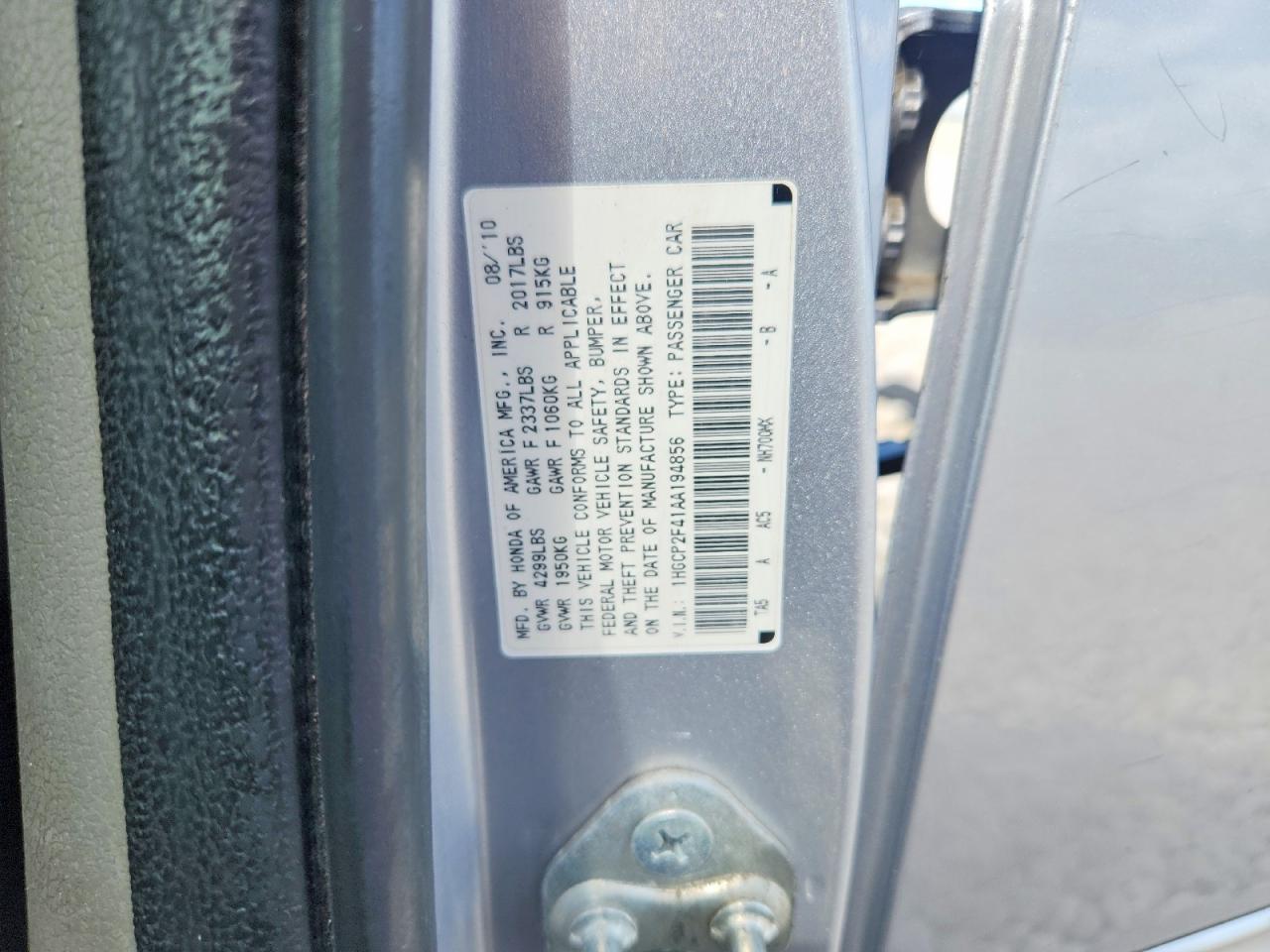 2010 Honda Accord Lxp Gray vin: 1HGCP2F41AA194856