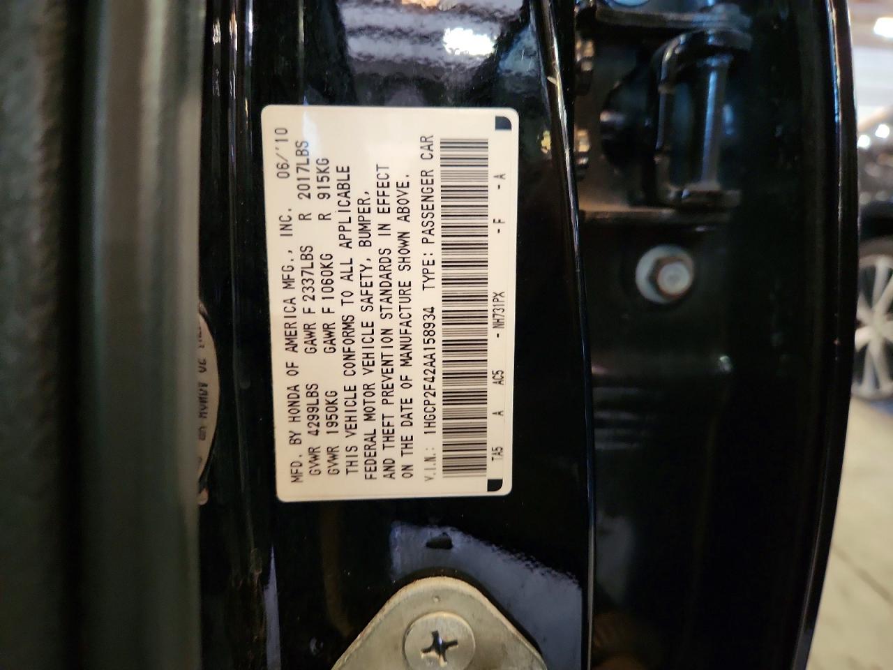 2010 Honda Accord Lxp Black vin: 1HGCP2F42AA158934