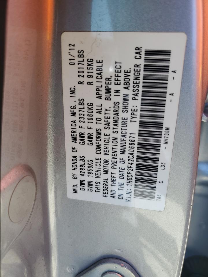2012 Honda Accord Lxp Silver vin: 1HGCP2F42CA068671